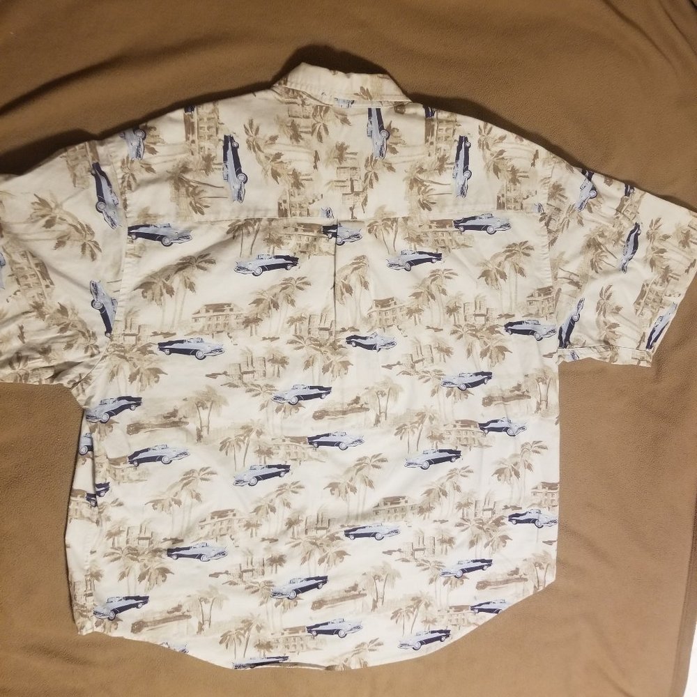 Puritan's beige with cars 2XL men's shirt - Picture 3 of 4